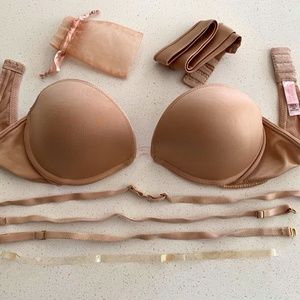 ‘Very Sexy’ Silky Nude Low-cut Convertible Bra 36B